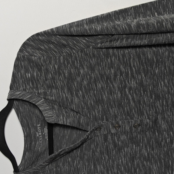 TALBOTS Heathered Grey Button Split Neck Three-Quarter Sleeve Size Medium - Picture 8 of 14